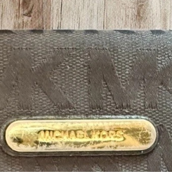 Michael Kors Austin Black Flat Continental Signature Wallet Leather Trim - Picture 11 of 16